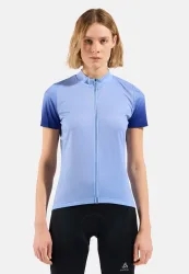 Odlo Essential Print Rad-Shirt Full-Zip für Damen - Radsport - blau, L