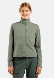 Odlo Grid Fleece Mid Layer Half-Zip für Damen - Wandern, Ski & Snow - grün, L