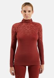 Odlo Kinship Performance Wool 200 Base Layer mit Gesichtsschutz für Damen - Wandern, Ski & Snow - rot, S