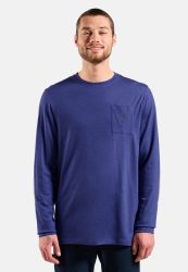 Odlo Merino 200 Pocket Langarm-Shirt für Herren - Wandern, Casual Comfort - lila, XXL
