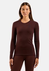 Odlo Merino 200 Base Layer Shirt für Damen - Wandern, Ski & Snow - maron, L
