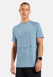 Odlo Merino Tencel Hyper Map T-Shirt für Herren - Wandern, Casual Comfort - blau, M