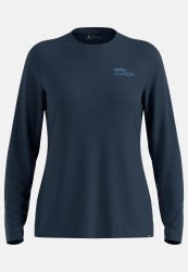 Odlo Merino 200 X Frozen Lake Langarm-Laufshirt für Damen - Wandern, Casual Comfort - marineblau, M