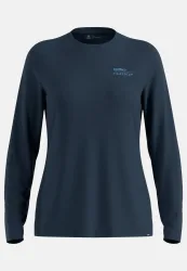 Odlo Merino 200 X Frozen Lake Langarm-Laufshirt für Damen - Wandern, Casual Comfort - marineblau, M