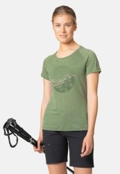 Odlo Ascent Performance Wool Light T-Shirt mit Sonnenaufgangsmotiv für Damen - Wandern - grün, XS
