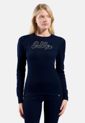 Odlo Active Warm 80th Anniversary Base Layer Shirt für Damen - Wandern, Ski & Snow - marineblau, XL
