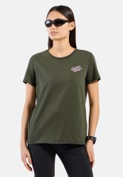 Odlo Cotton Blend There's More Out There T-Shirt für Damen - Wandern, Casual Comfort - grün, XS