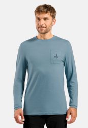 Odlo Merino 200 Pocket Langarm-Shirt für Herren - Wandern, Casual Comfort - blau, XXL