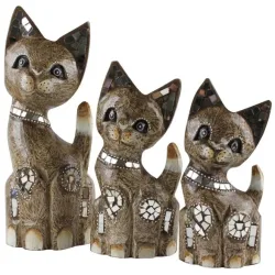 Darimana Katzen Spiegelintarsien 3er-Set