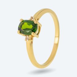 Ring 925 Silber vergoldet Chromdiopsid+Topas