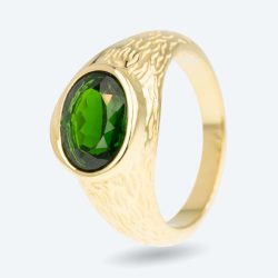 Ring 925 Silber vergoldet Chromdiopsid