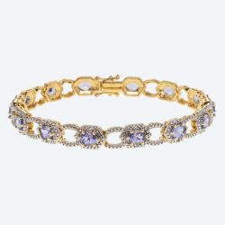 Armband 925 Silber vergoldet Tansanit+Zirkon
