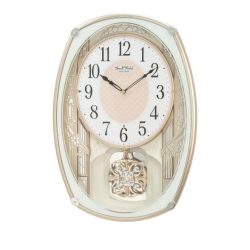 RHYTHM Magic Motion Wanduhr, Quarzwerk, weiß-gold