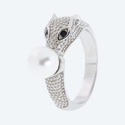 Ring 925 Sterling Silber rhod. Spinell, MKPerle
