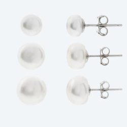 SET 3 Paar Ohrstecker 925 Silber rhodiniert Perle