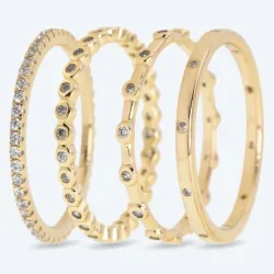 SET: 4x Ringe 925 St. Silber vergoldet Zirkonia