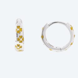 Creolen 925 Silber rhodiniert Emaille Blumen