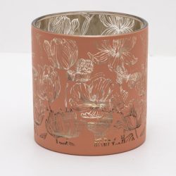 Glas Windlicht Blumen apricot