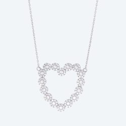 Collier Herz 925 Sterling Silber rhod. Zirkonia
