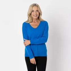 100% KASCHMIR Pullover, V-Ausschnitt, royal
