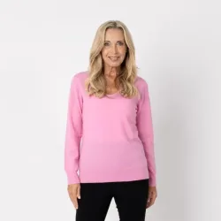 100% KASCHMIR Pullover, V-Ausschnitt, rosa