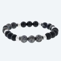 SET 2x Armband Achat, Lava, Jaspis