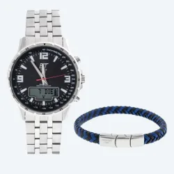ETT Herren-Funk-Solaruhr + Lederarmband
