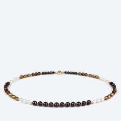 Collier Granat, Tigerauge, SWZPerlen