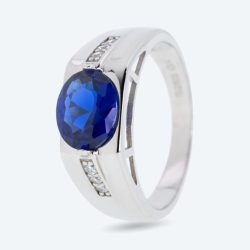 Ring 925 rhodiniert Zirkonia saphirblau