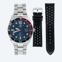 Time Piece Herren-Funkuhr + zusätz. Lederband