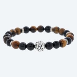 Armband 925 Silber Tigerauge, Achat schwarz