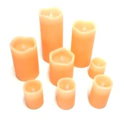 8 LED-Echtwachskerzen apricot