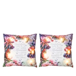 LED-Kissen mit Spruch 2er Set