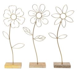 3 Deko-Blüten auf Holz
