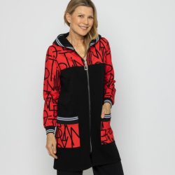 VANESSA STYLE Damen-Kapuzenjacke schwarz/rot