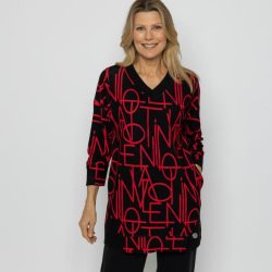 VANESSA STYLE Damen-Longshirt schwarz/rot