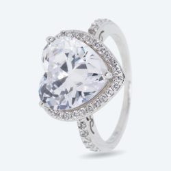 Herz-Ring 925 Sterling Silber rhodiniert Zirkonia