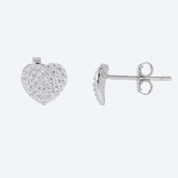 SET: 2-teilig Herz-Ohrstecker 925 Silber Zirkonia