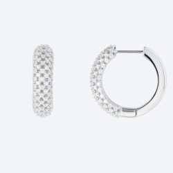 Creolen 925 Sterling Silber rhodiniert  Zirkonia