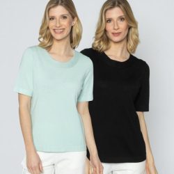CHRISTIAN MATERNE 2er Set Pullover schwarz/mint
