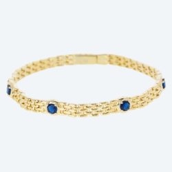 Armband Bronze vergoldet Zirkonia blau