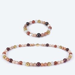 SET: Collier+Armband Sonnenstein, Lavagestein