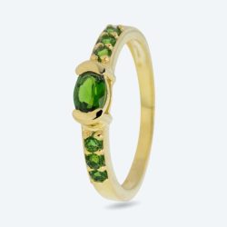 Ring 925 Sterling Silber vergoldet Chromdiopsid