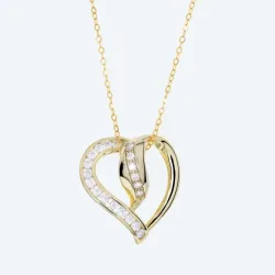 Anhänger mit Kette 925 Silber vergoldet Zirkonia