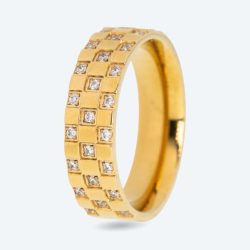 Ring Edelstahl vergoldet Zirkonia