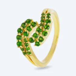 Ring 925 Sterling Silber vergoldet Chromdiopsid