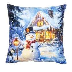 LED-Kissen Schneemann 40x40cm