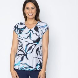 Jeannie Damen-Plissee-Shirt Blumen