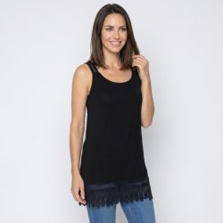 Jeannie Damen-Longtop mit Spitze schwarz