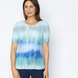 Jeannie Damen-Plissee-Shirt Farbverlauf
